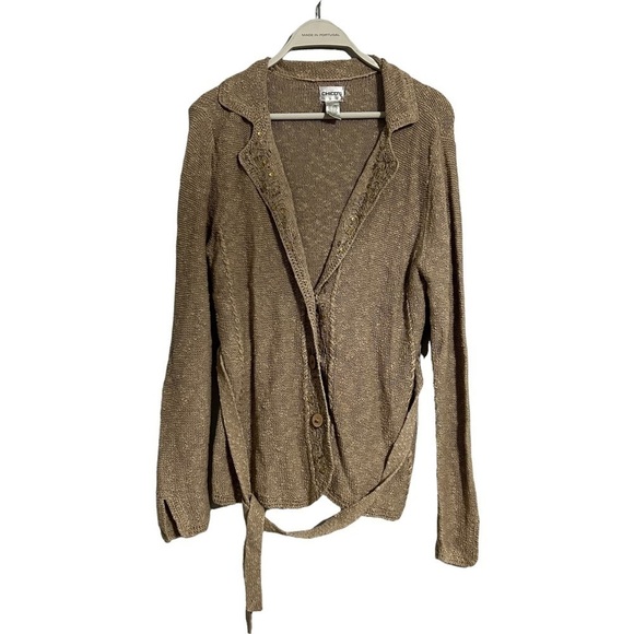 Chico’s Cardigan linen blend embroidered medium - Picture 1 of 11